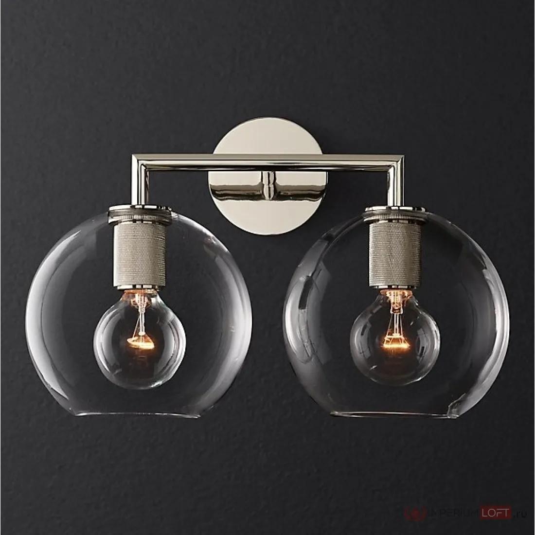 ImperiumLoft Бра RH Utilitaire Globe Shade Double Sconce Silver фото