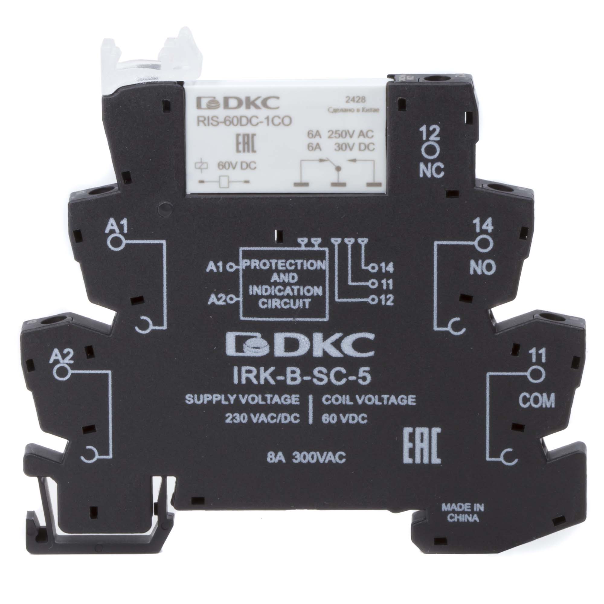 DKC Реле интерфейсное, 1CO, ком. ток 6А, AgSnO2, напряжение 230V AC/DC, винтовые клеммы. фото