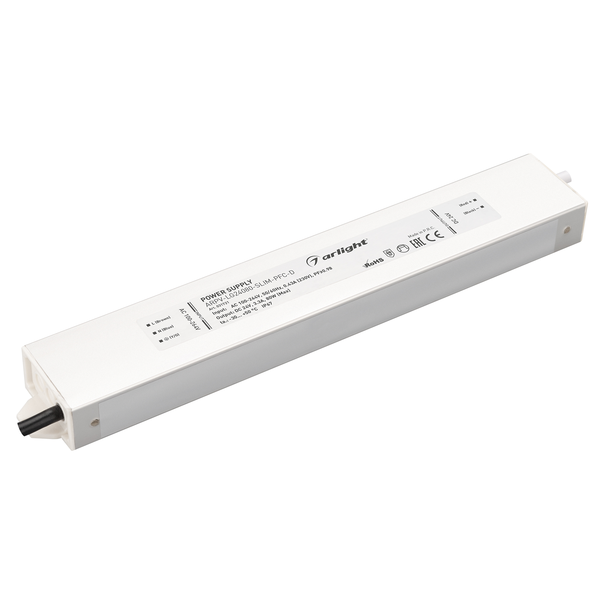 Arlight Блок питания ARPV-LG24080-SLIM-PFC-D (24V, 3.3A, 80W) (IP67 Металл, 5 лет) фото