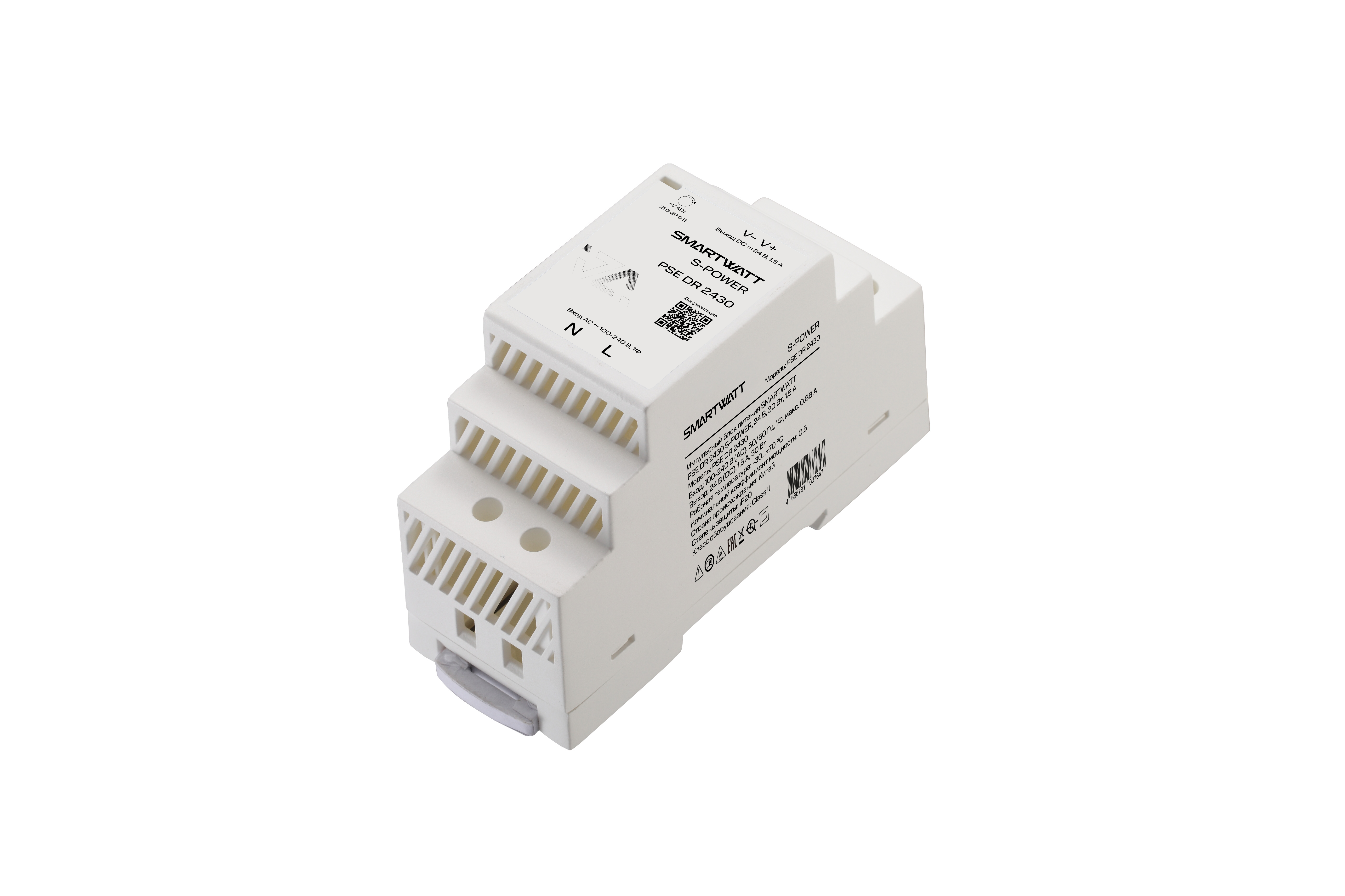 SMARTWATT Импульсный блок питания PSE DR 2430 S-POWER, 24 В, 30 Вт, 1,5 А фото