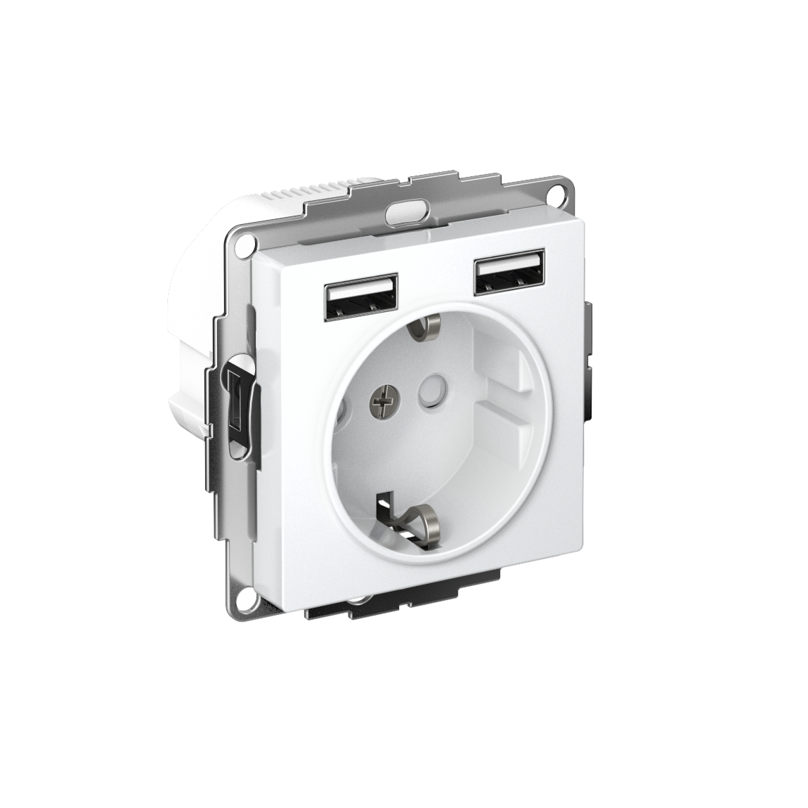 Systeme Electric AtlasDesign Белый Розетка SO + USB A+A, 5В/2,4А, 2х5В/1,2А, механизм фото
