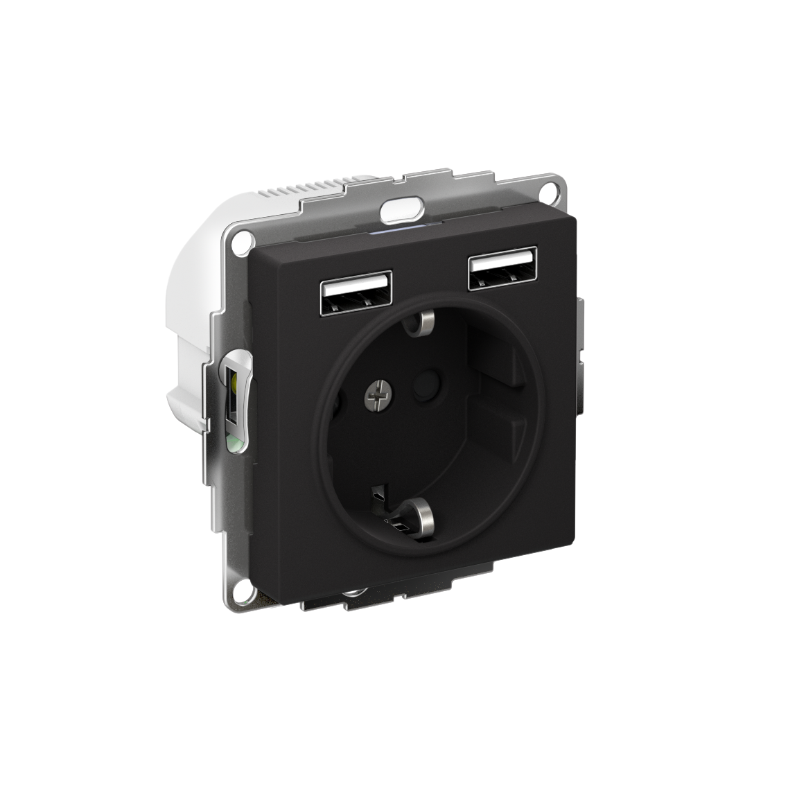 Systeme Electric AtlasDesign Карбон SO + USB Розетка A+A, 5В/2,4А, 2х5В/1,2 А, механизм фото