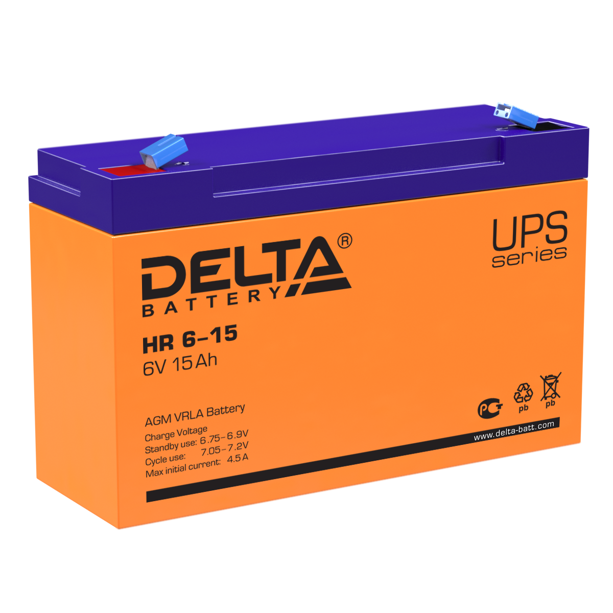Delta Аккумуляторная батарея HR 6-15 (6V/15Ah) фото