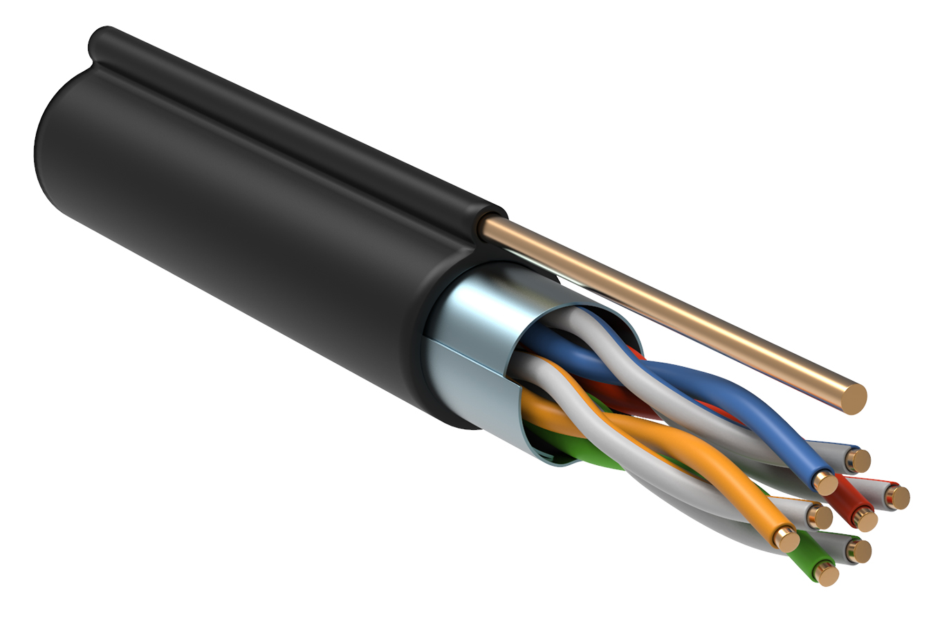 IEK ITK Каб. F/UTP кат.5E 4х2х24AWG, LDPE трос 1,2мм, 305м чер. фото