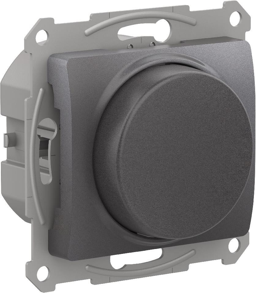 Systeme Electric Glossa Графит Светорегулятор (диммер) повор-нажим, LED, RC, 400Вт, мех. фото