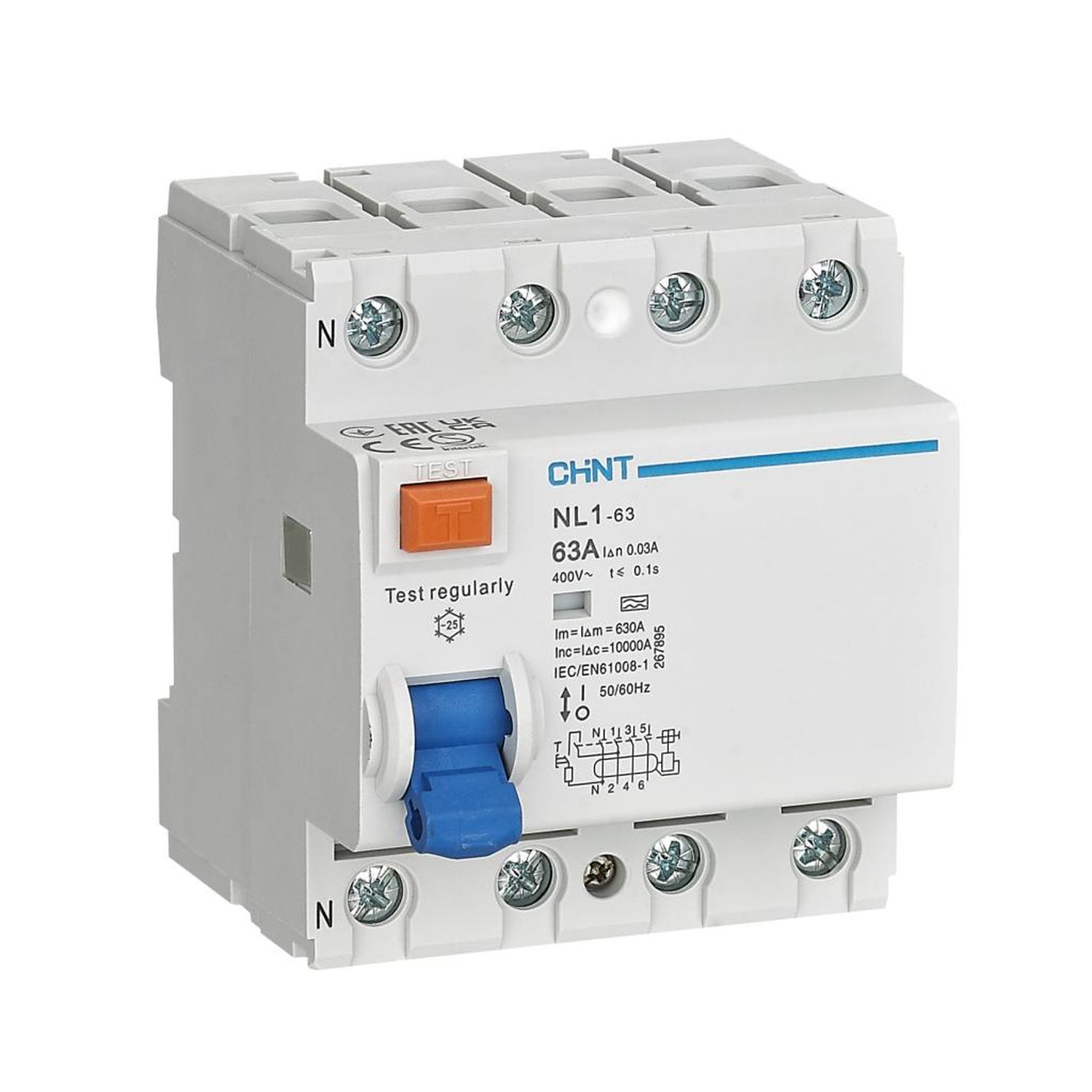 CHINT УЗО NL1-100 S 4P 80A 300mA 10kA тип AC (R) фото