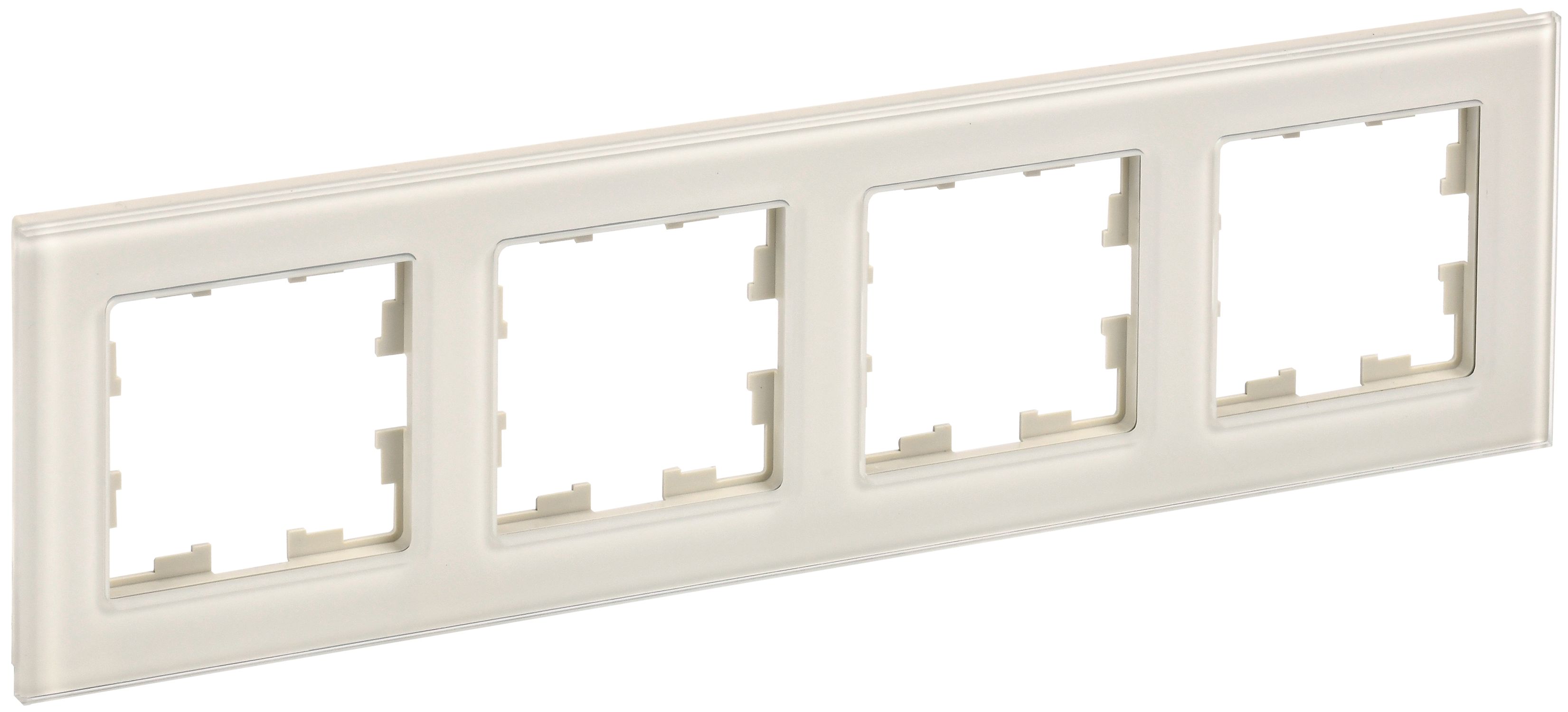 IEK BRITE DECOR Ванильный глянец стекло Рамка 4-м РУ-4-2-БрВа фото