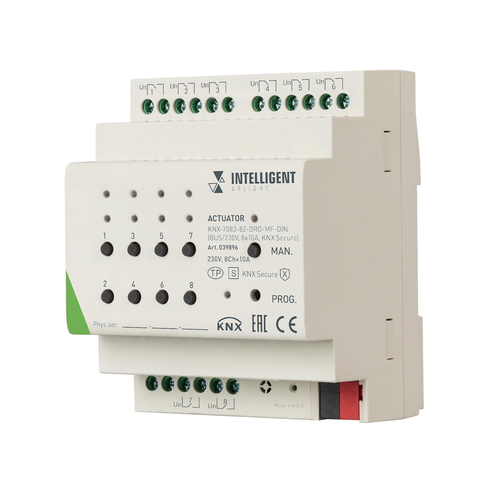 Arlight INTELLIGENT Актуатор KNX-7083-82-DRO-MF-DIN (BUS/230V, 8x10А, KNX Secure)  (IARL, IP20 Пластик, 2 года) фото