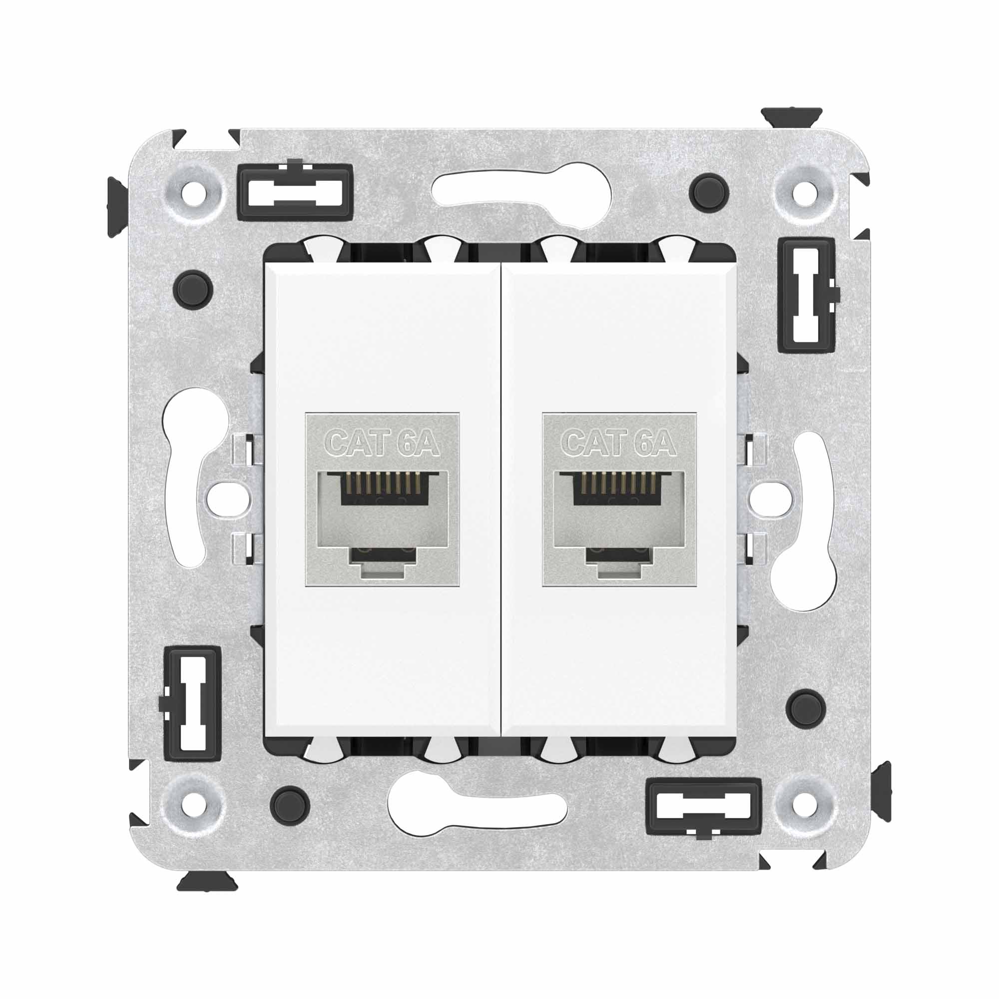 DKC Avanti Компьютерная розетка RJ-45 без шторки в стену, кат.6A двойная  экранированная, 