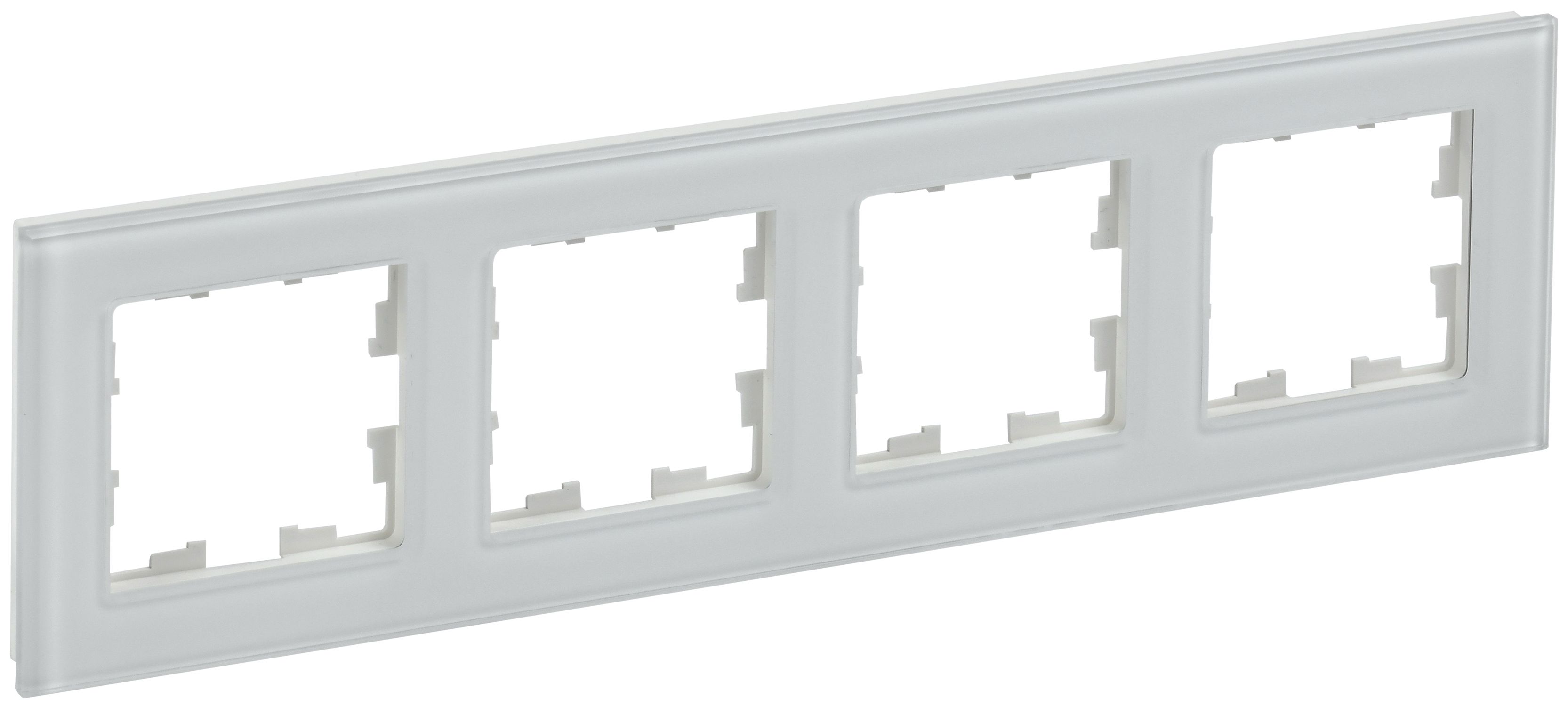 IEK BRITE DECOR Белый глянец стекло Рамка 4-м РУ-4-2-БрБ фото