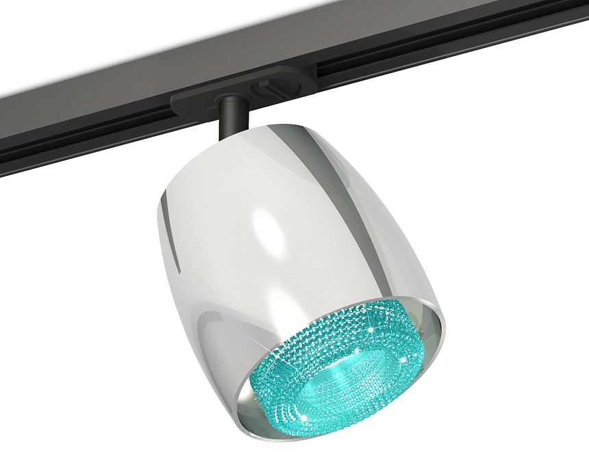 Ambrella Комплект трекового светильника с композитным хрусталем XT1143010 PSL/BL/SBK серебро полированное/голубой/черный песок MR16 GU5.3 (A2537, C114 фото