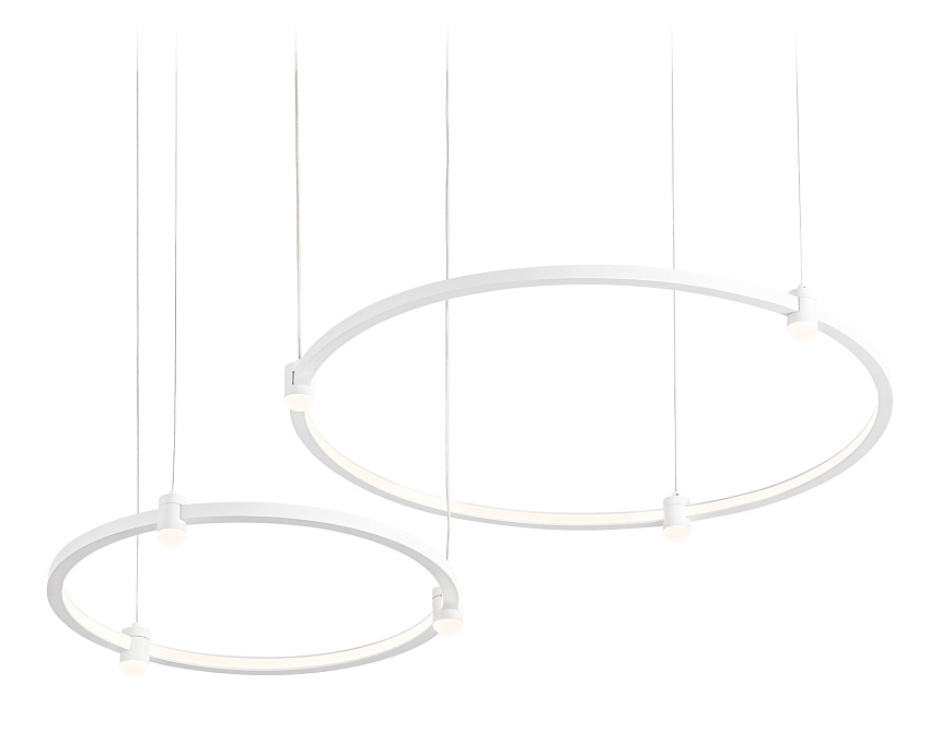Ambrella Светильник подвесной светодиодный FL5521/2+6 WH белый 45W 3000K/4200K/6400K D600/400*1300 (без ПДУ) фото