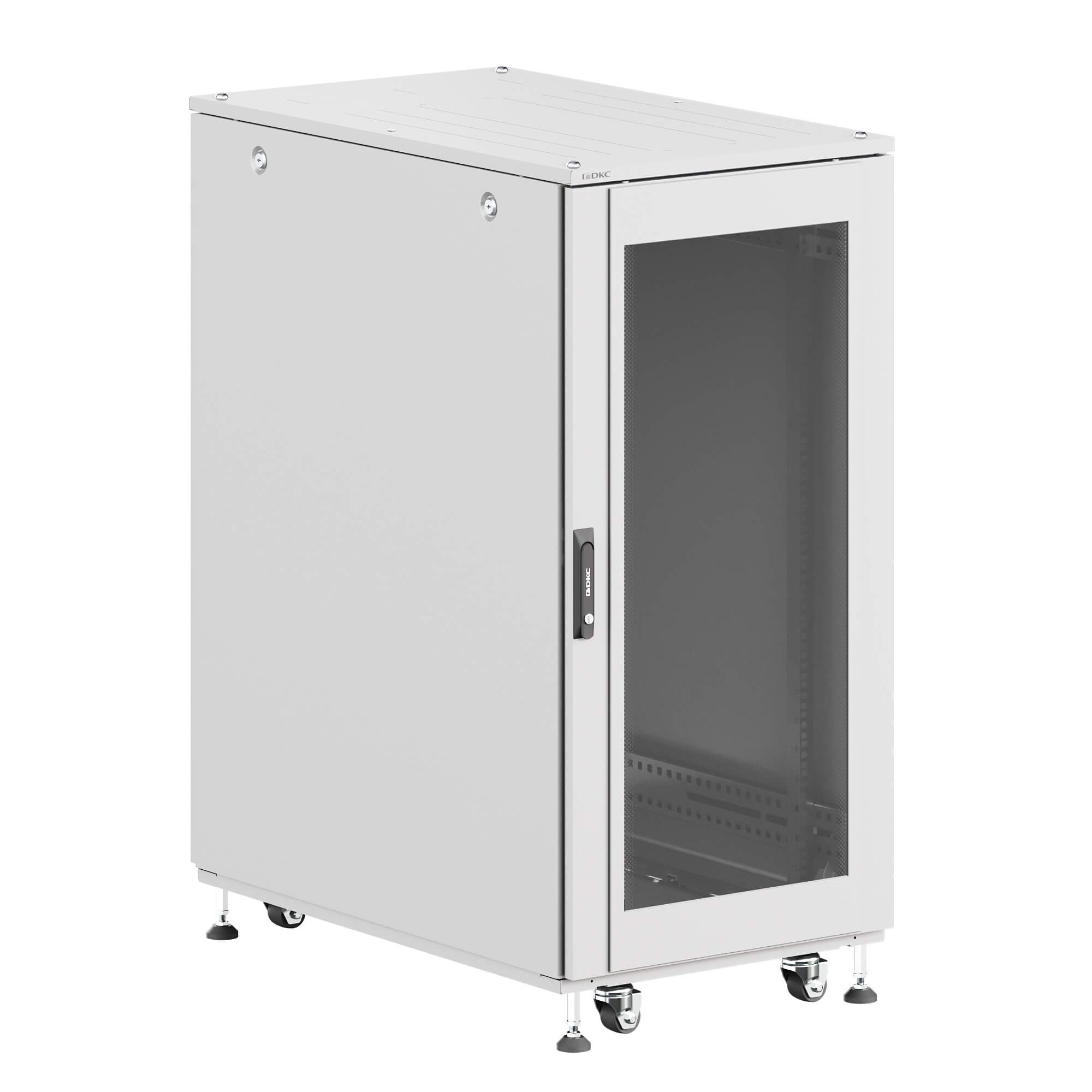 DKC Шкаф напольный разобранный 19'' IT-CQE-N 24U 600x800мм, крыша с вырубкой, дверь стекло и сплошная металл, одинарные боковые панели, серый RAL7035 фото