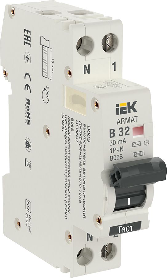 IEK ARMAT АВДТ B06S 1P+NP B32 30мА тип AC (18мм) фото