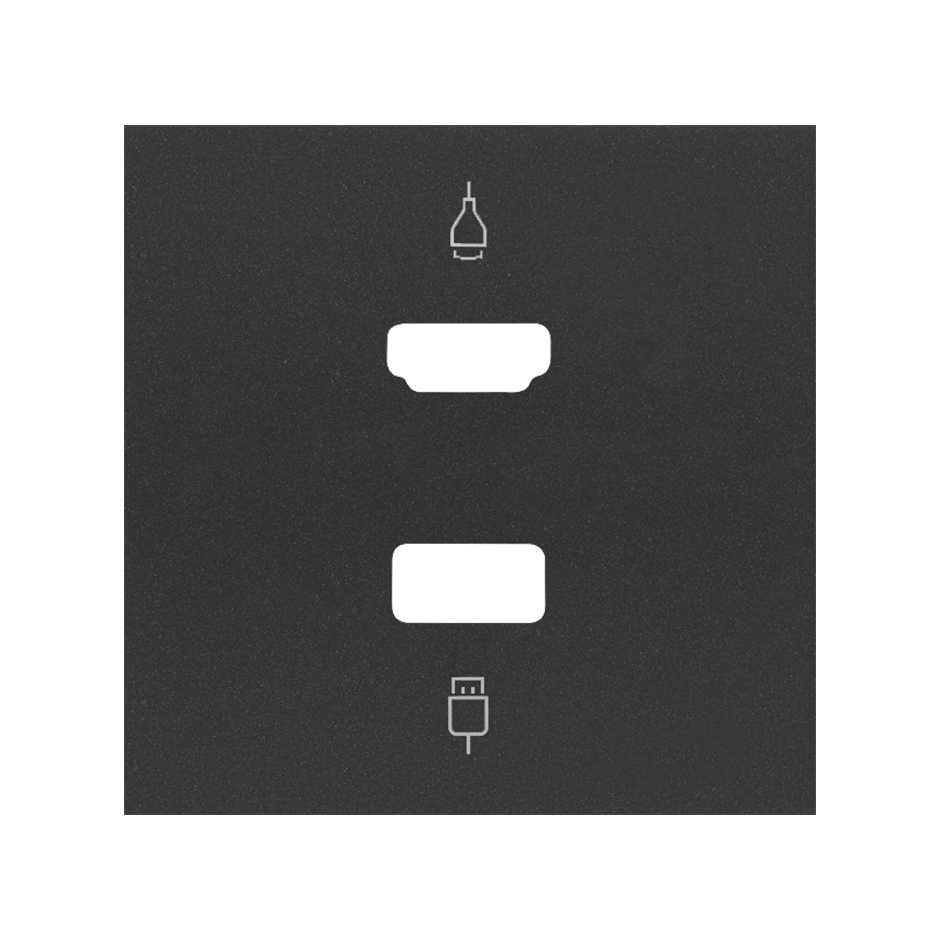 Simon 100 Черный матовый Накладка розетки HDMI + USB фото