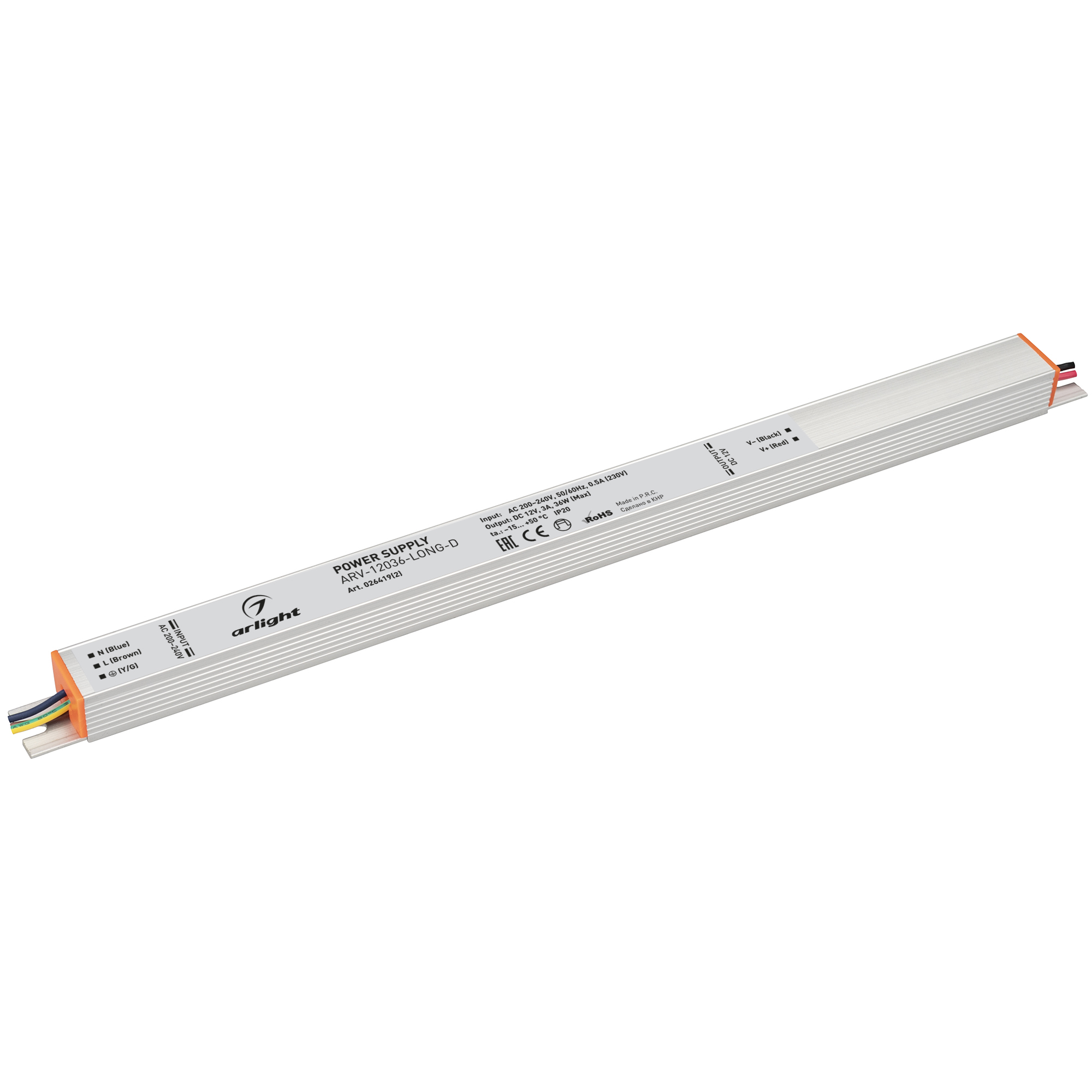 Блок питания ARV-12036-LONG-D (12V, 3A, 36W) (Arlight, IP20 Металл, 3 года) фото