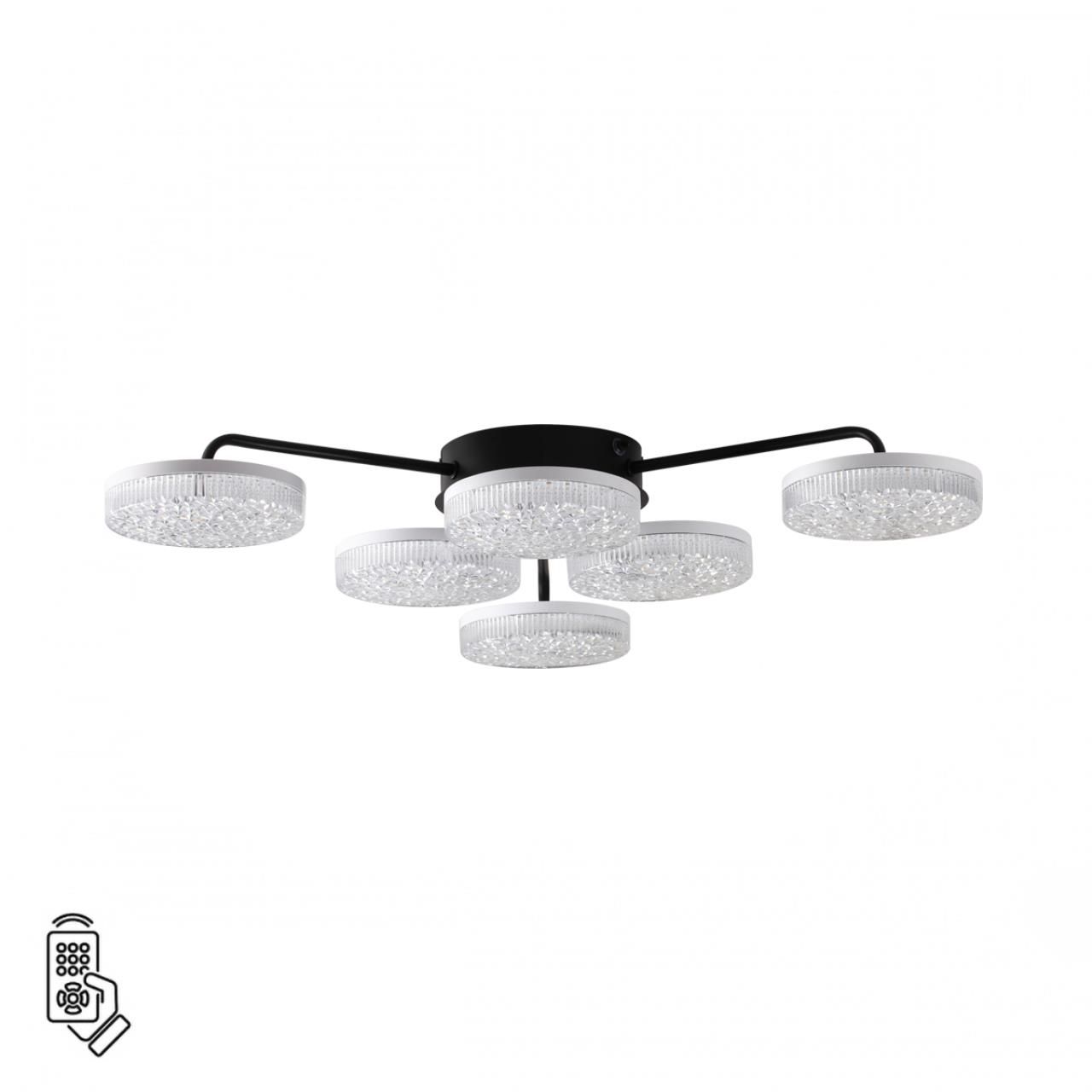Lumion 8236/6CL LEDIO черный, металл/акрил Люстра потолочная с пультом ДУ LED 85W 3000-6000К 220V DIDANA фото
