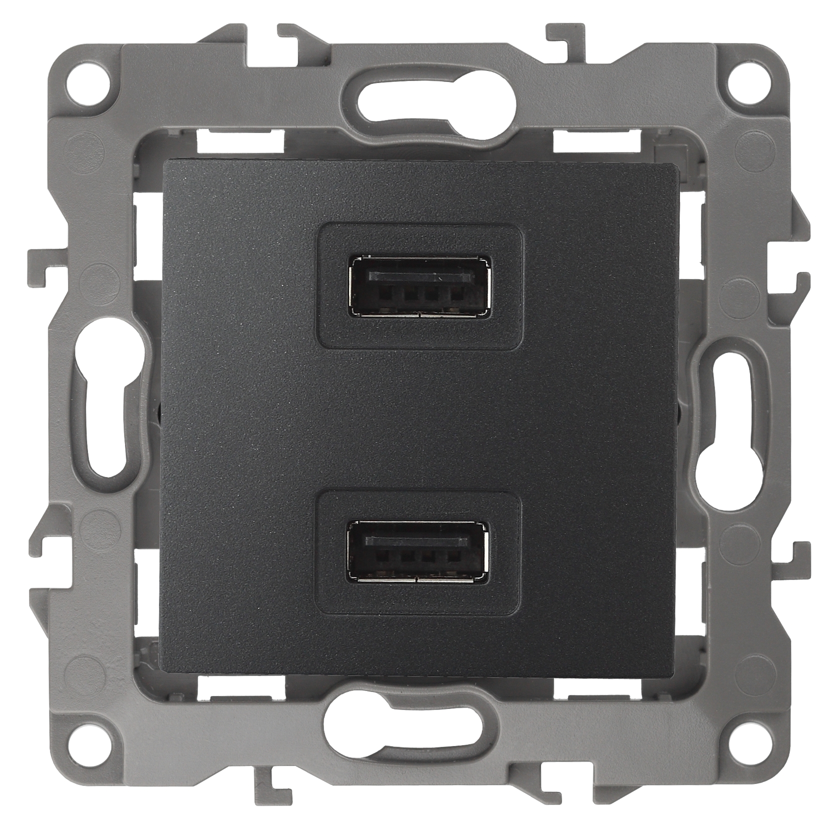 ЭРА 12-4110-05 Устройство зарядное USB, 230В/5В-2100мА, IP20, Эра12, антрацит (6/60/1920) фото