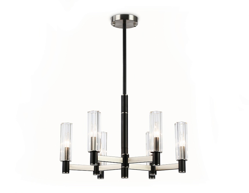 Ambrella Светильник на штанге LH55501/6 SN/BK/CL сатин никель/черный/прозрачный E14*6 max 40W D570*760 фото