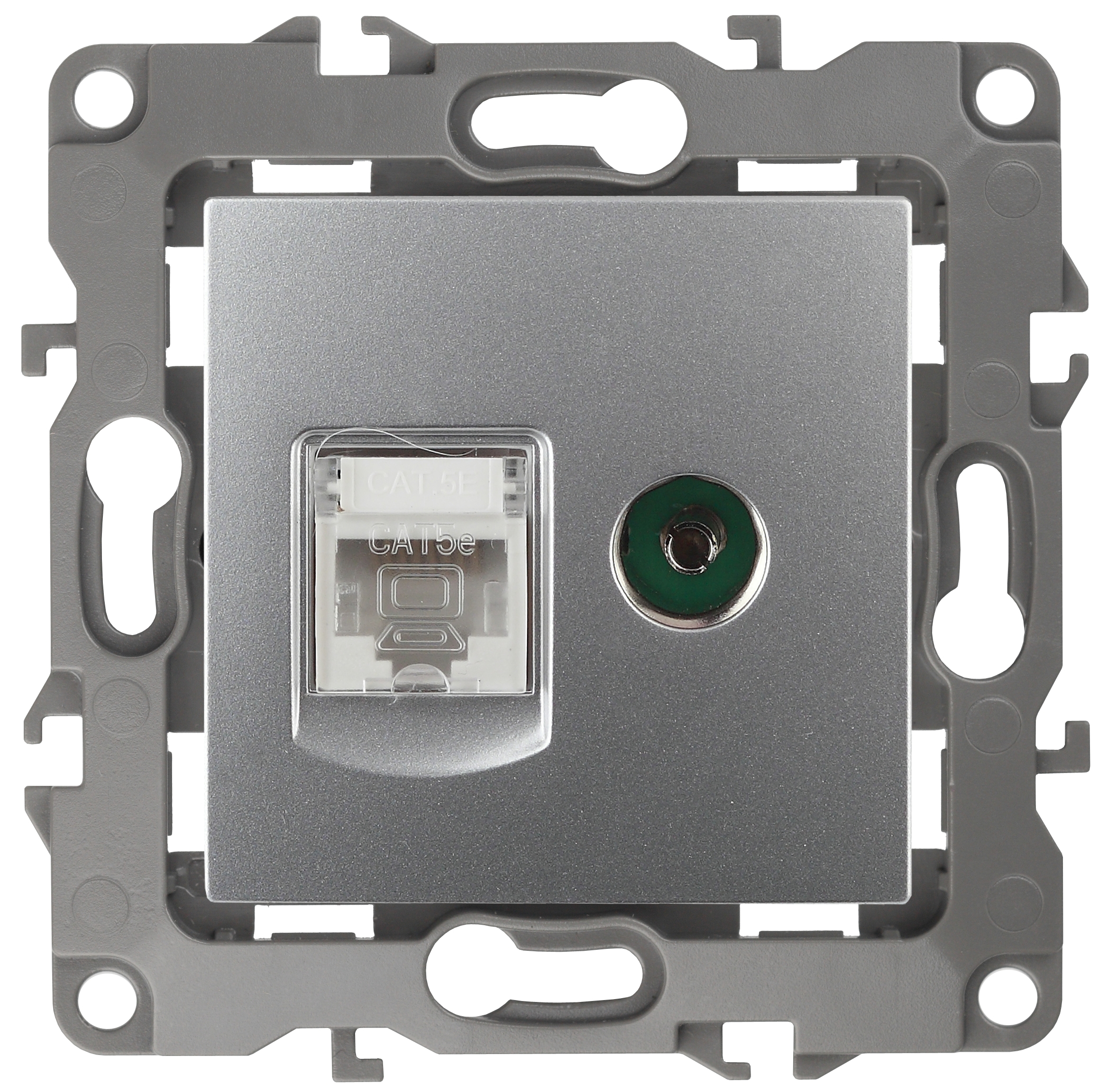 ЭРА Розетка Серия 12 12-3110-03 комбинированная RJ45+TV IP20 алюминий фото