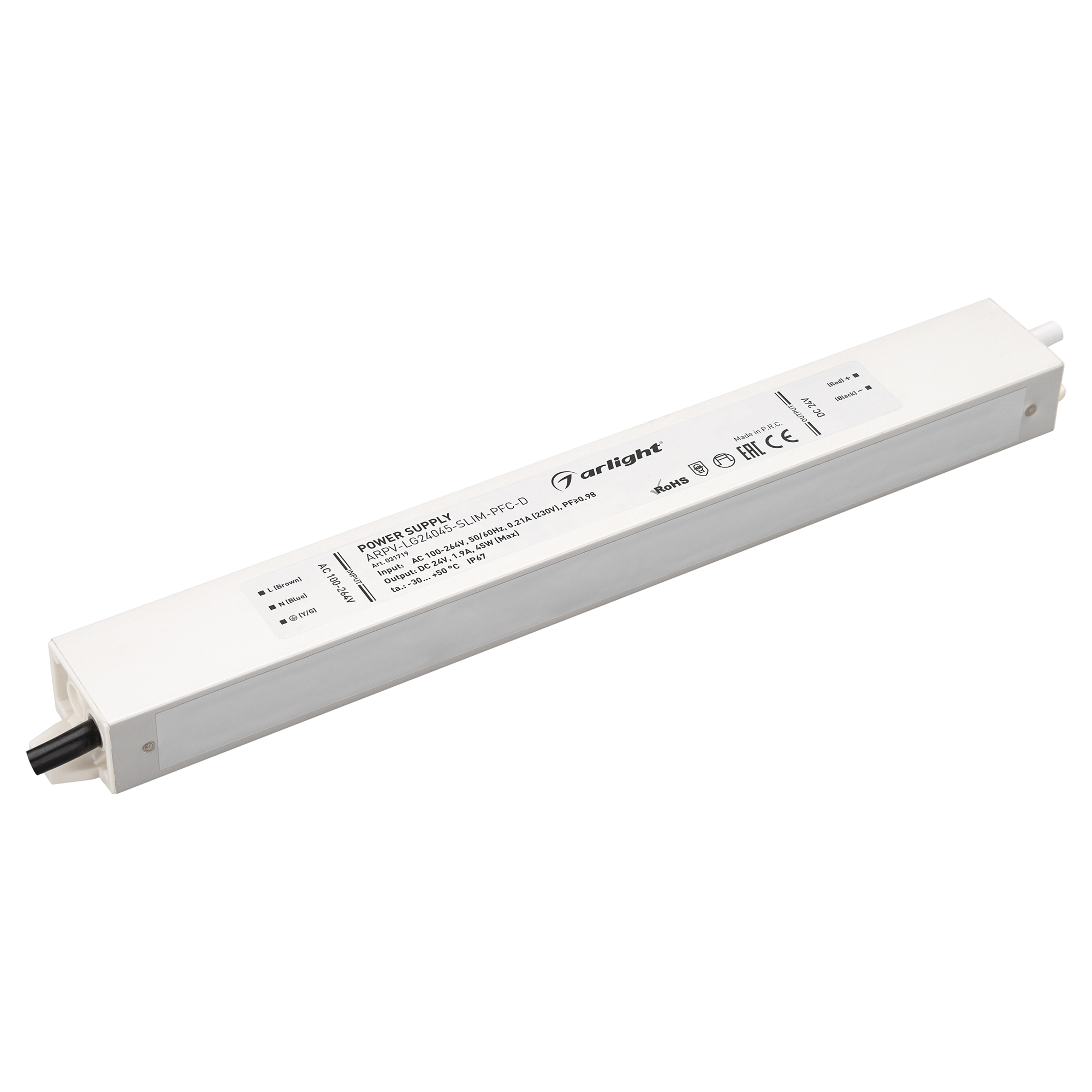 Arlight Блок питания ARPV-LG24045-SLIM-PFC-D (24V, 1.9A, 45W) (IP67 Металл, 5 лет) фото
