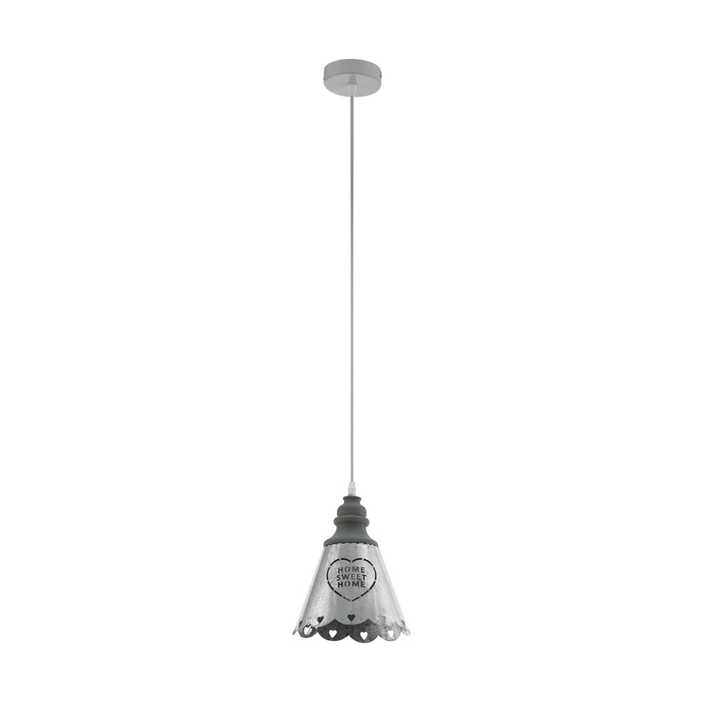 Eglo 33014 Подвес TALBOT 2, 1х40W(E14), ?200, H1100, сталь, дерево, серый, белый/cталь, натуральный фото