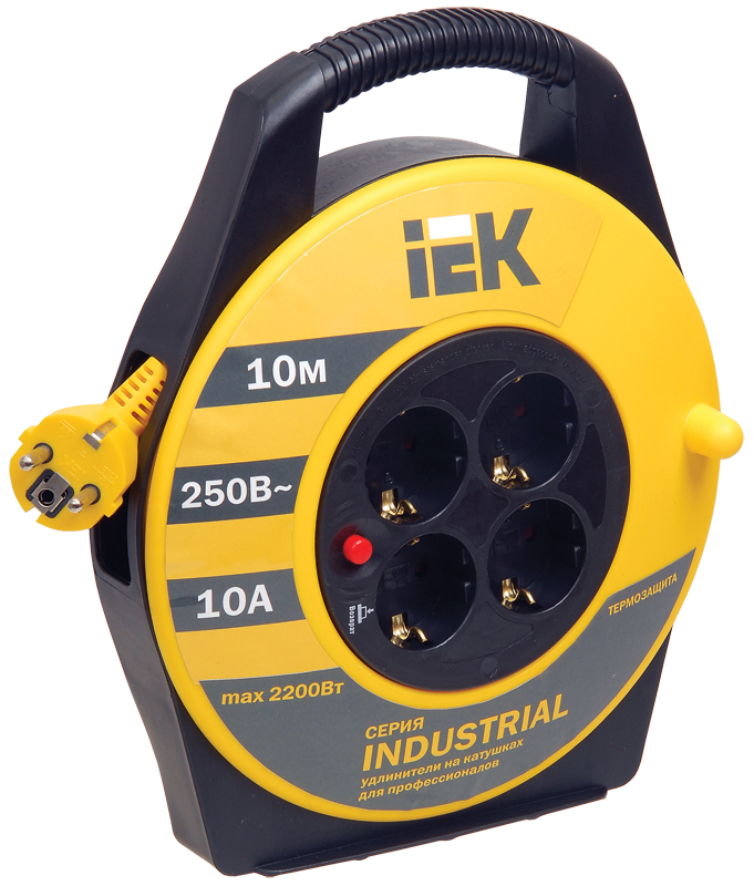 IEK Катушка УК10 с т/з 4 места 2Р+PЕ/10м 3х1,0 мм2 Industrial фото