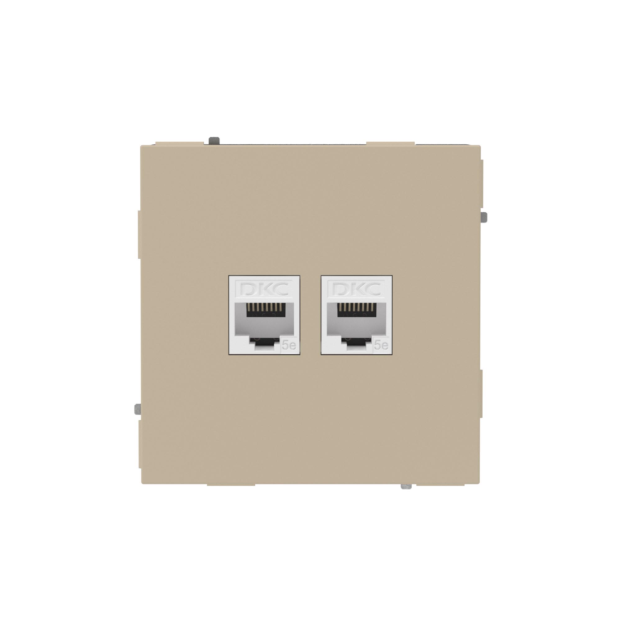 DKC KANT Компьютерная розетка RJ-45 без шторки, кат.5е двойная, ванильный марципан фото
