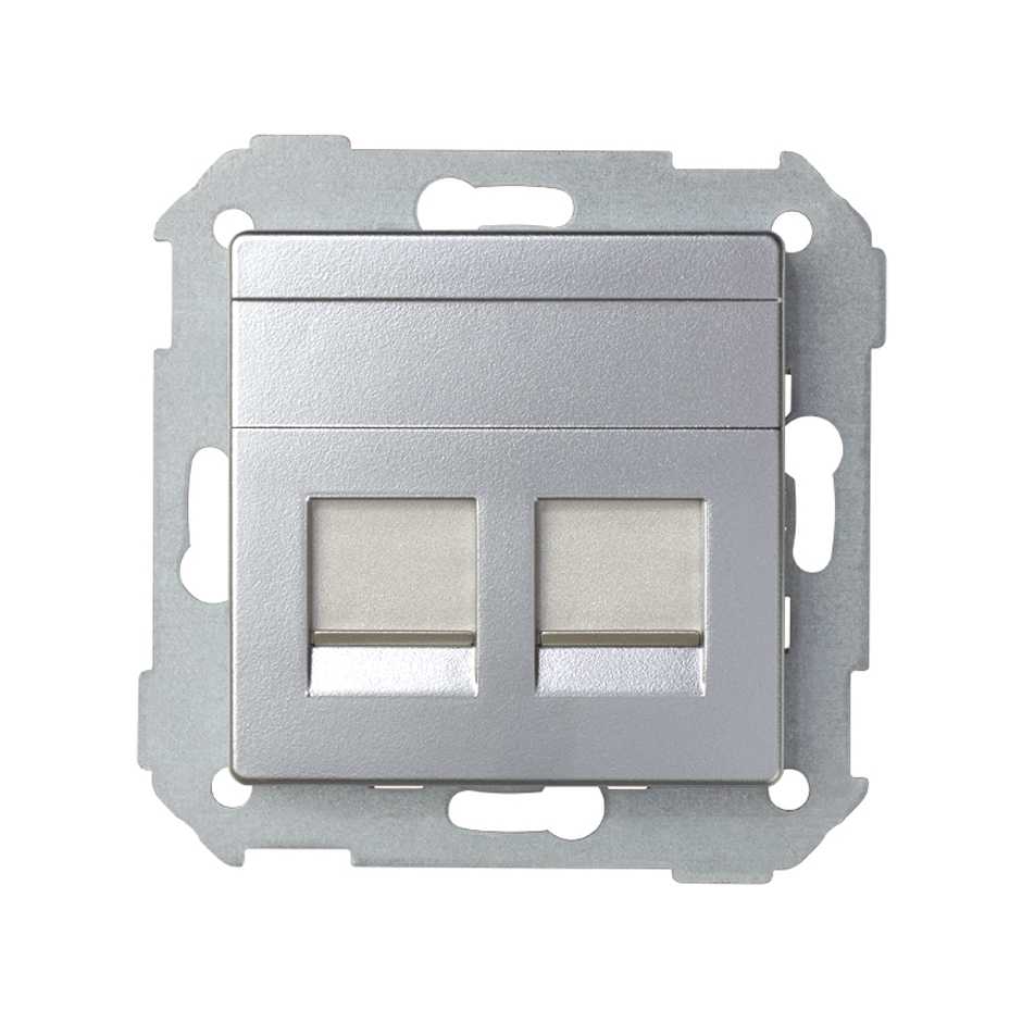 Simon 75 Мех Алюминий Адаптер на 2 RJ-45 75540-, 75541-, 75528-, 75544-39 АМР фото