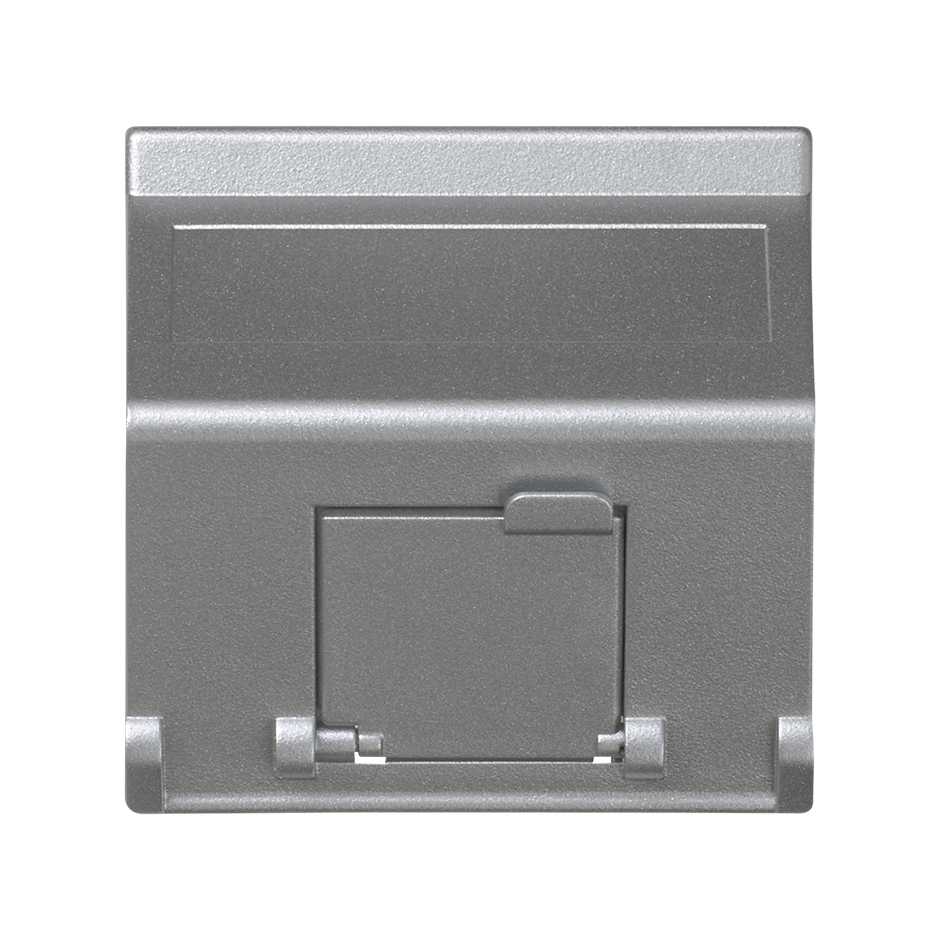 Simon Connect Алюминий Адаптер наклонный со шторкой на 1 модуль MD (RJ45, оптоволокно), 45х45мм фото