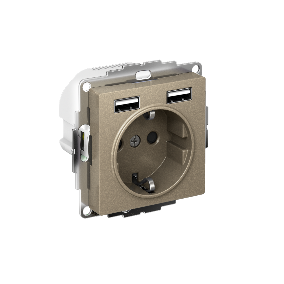 Systeme Electric AtlasDesign Шампань SO + USB Розетка A+A, 5В/2,4А, 2х5В/1,2А, механизм фото