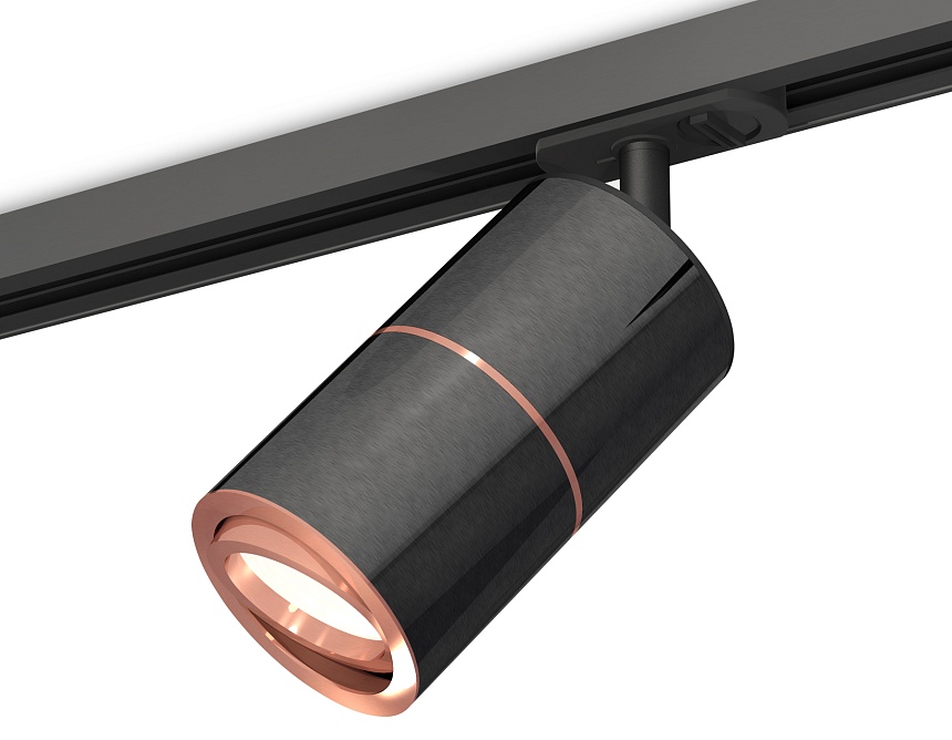 Ambrella Комплект поворотного трекового светильника XT7403001 DCH/PPG/SBK черный хром/золото розовое полированное/черный песок MR16 GU5.3 (A2537, C740 фото