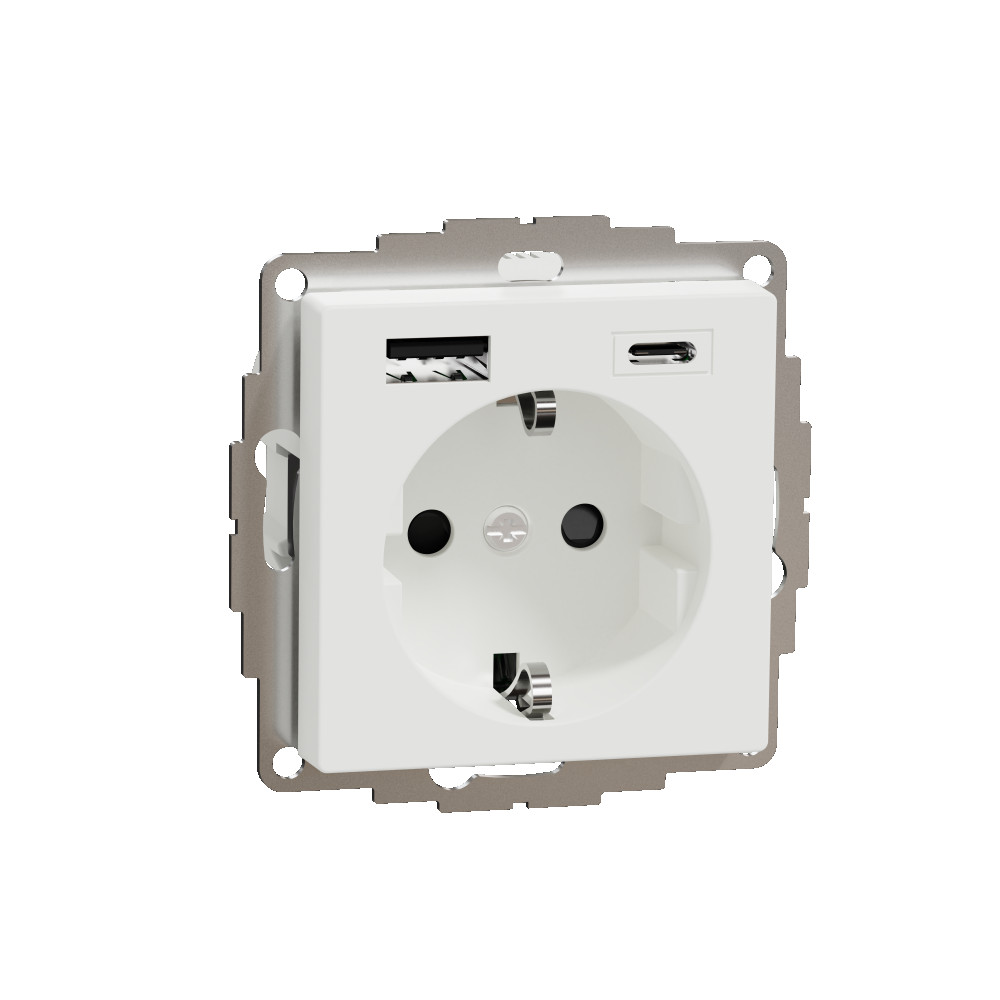 Schneider Electric MERTEN SM Белый Розетка силовая 16 A с зарядкой USB A+C 3 A фото
