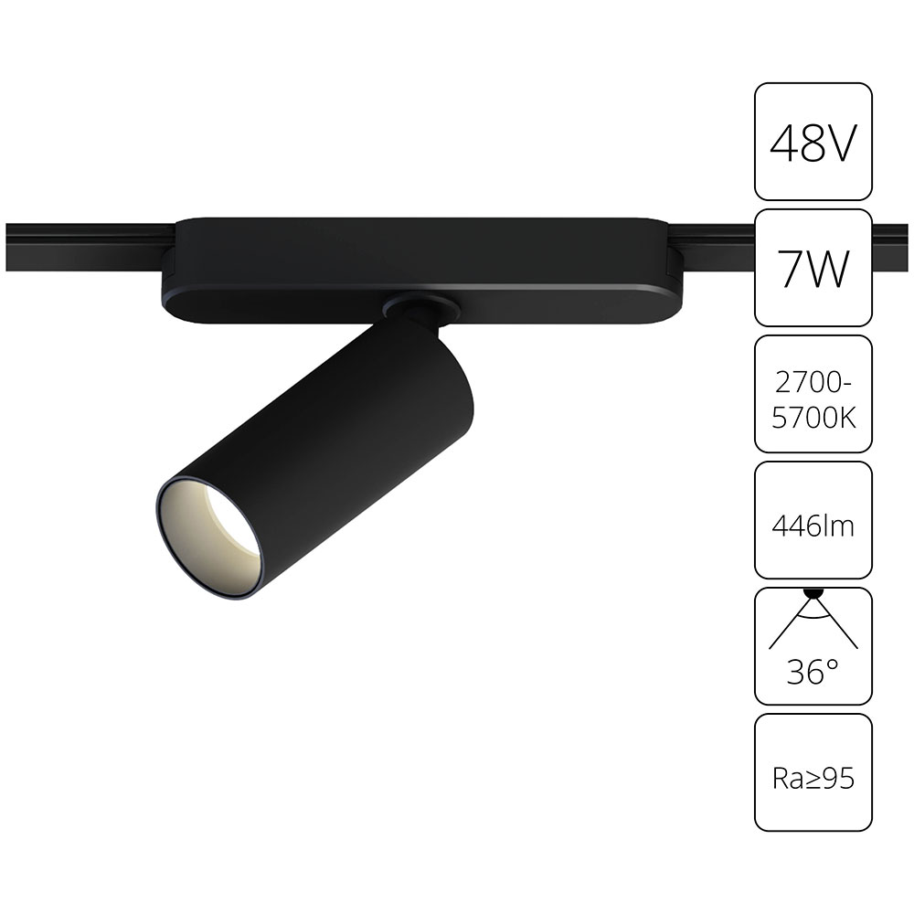 Arte Lamp A2956PL-1BK СВЕТИЛЬНИК ПОТОЛОЧНЫЙ RAPID 48В 7Вт макс 446лм 2700-6500К 95+ 36° smart фото