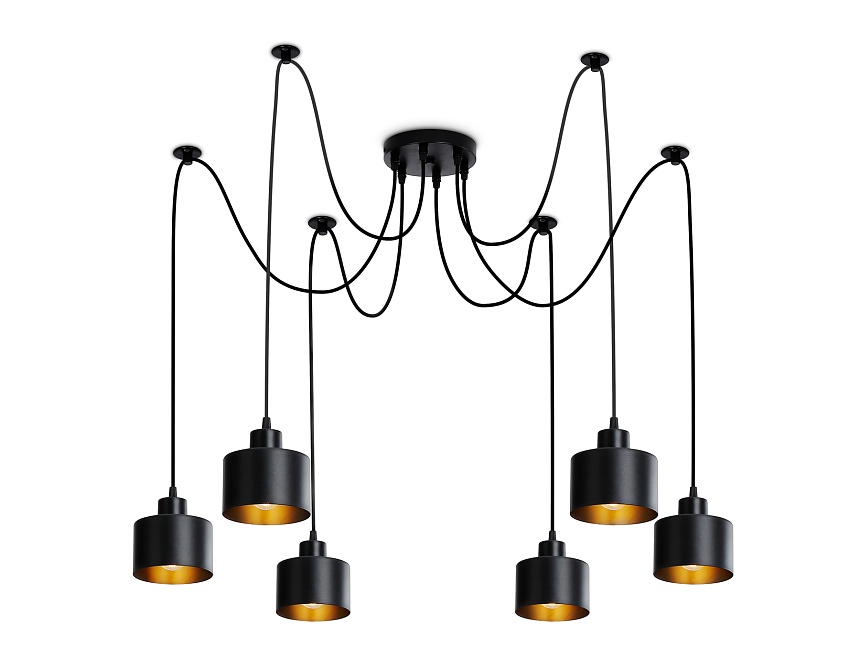 Ambrella Подвесной светильник в стиле лофт TR8132/6 BK черный E27*6 max 40W D700*800 фото