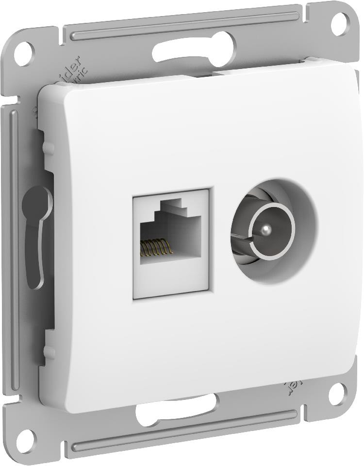 Systeme Electric Glossa Белый Розетка двойная TV + компьютерная RJ45, кат. 5Е фото