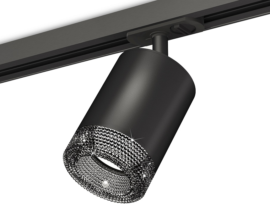 Ambrella Комплект трекового светильника с композитным хрусталем XT7422010 SBK/BK черный песок/тонированный MR16 GU5.3 (A2537, C7422, N7192) фото