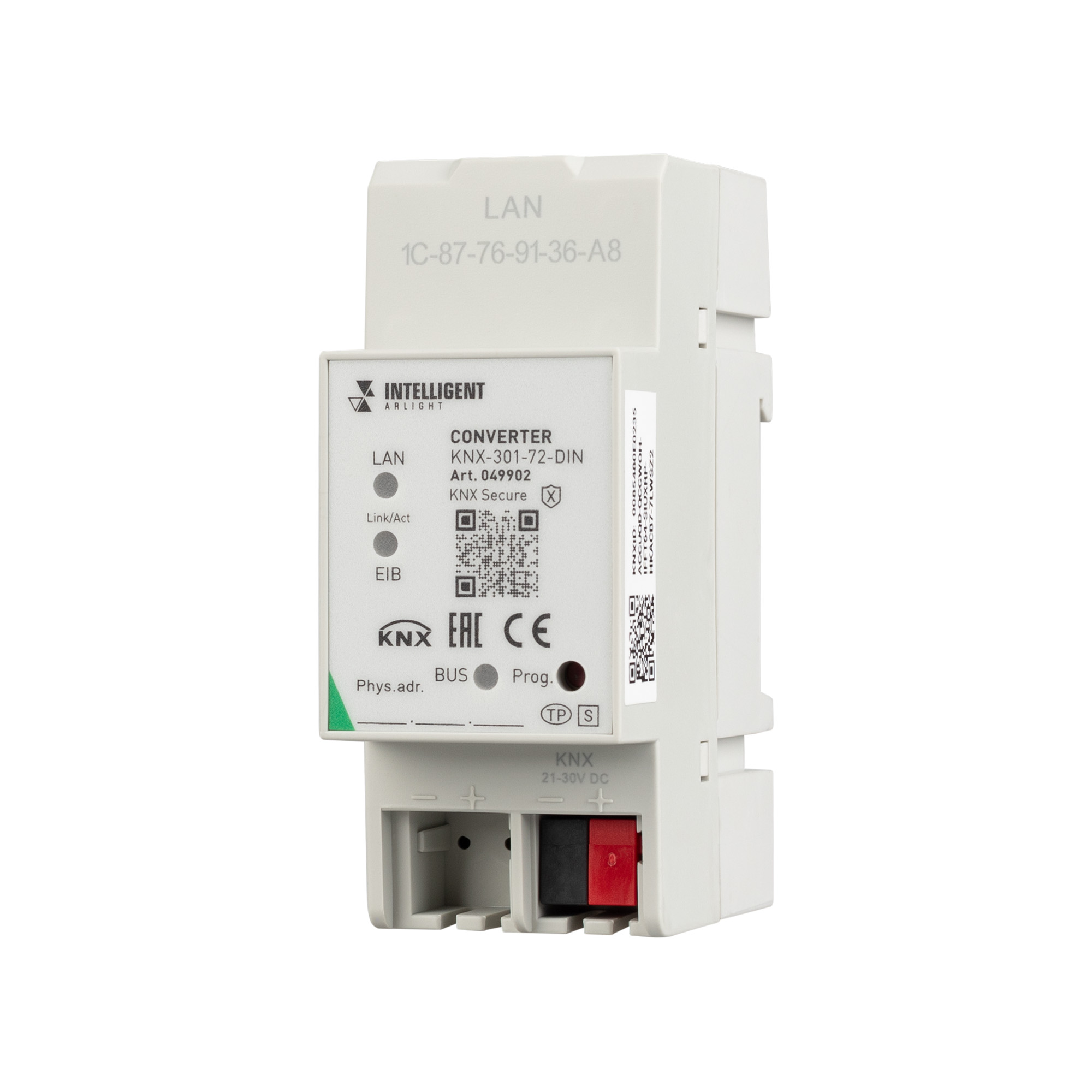 Arlight INTELLIGENT Конвертер KNX-301-72-DIN Grey (BUS, RJ-45, KNX-IP) (IARL, IP20 Пластик, 2 года) фото