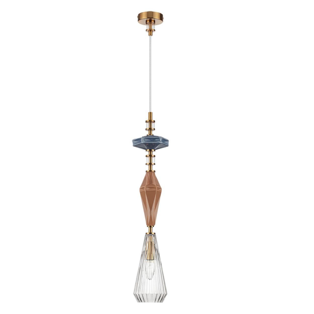 Odeon Light 5414/1B MODERN ODL_EX25 93 античная бронза/терракот/синий/стекло/керамика Подвес E14 1*40W TERRA фото
