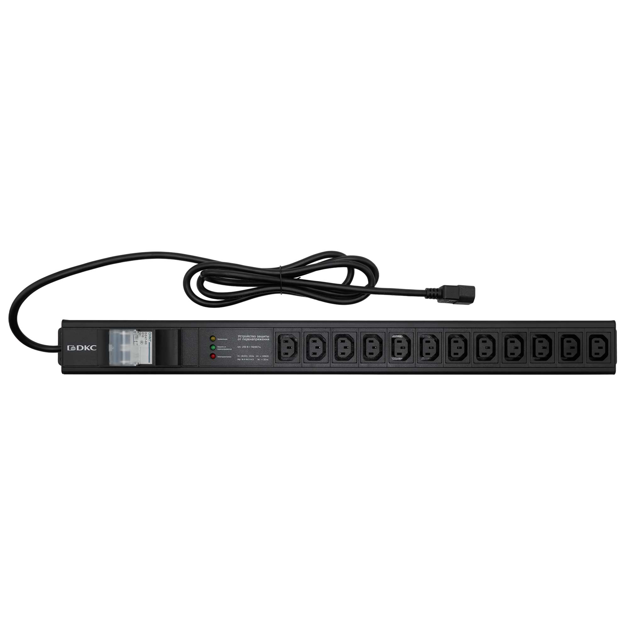 DKC Блок распределения питания (PDU) 0U 10A с автоматом 2P и защитой, Вых:12 С13, Вх:С14 фото