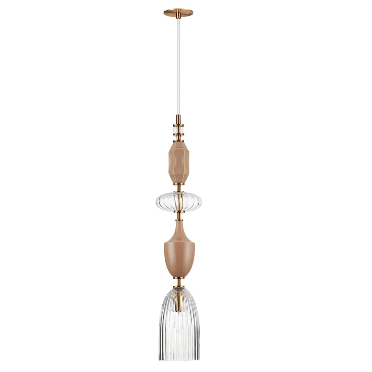 Odeon Light 5414/1 MODERN ODL_EX25 93 античная бронза/терракот/беж/стекло/керамика Подвес E14 1*40W TERRA фото