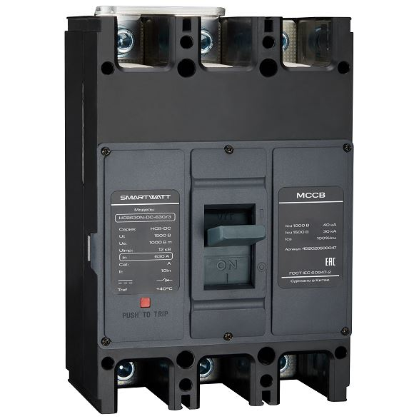 SMARTWATT Автоматический выключатель в литом корпусе PDE HCB630N-DC-630/3, 630 А, 3P, 40 кА фото
