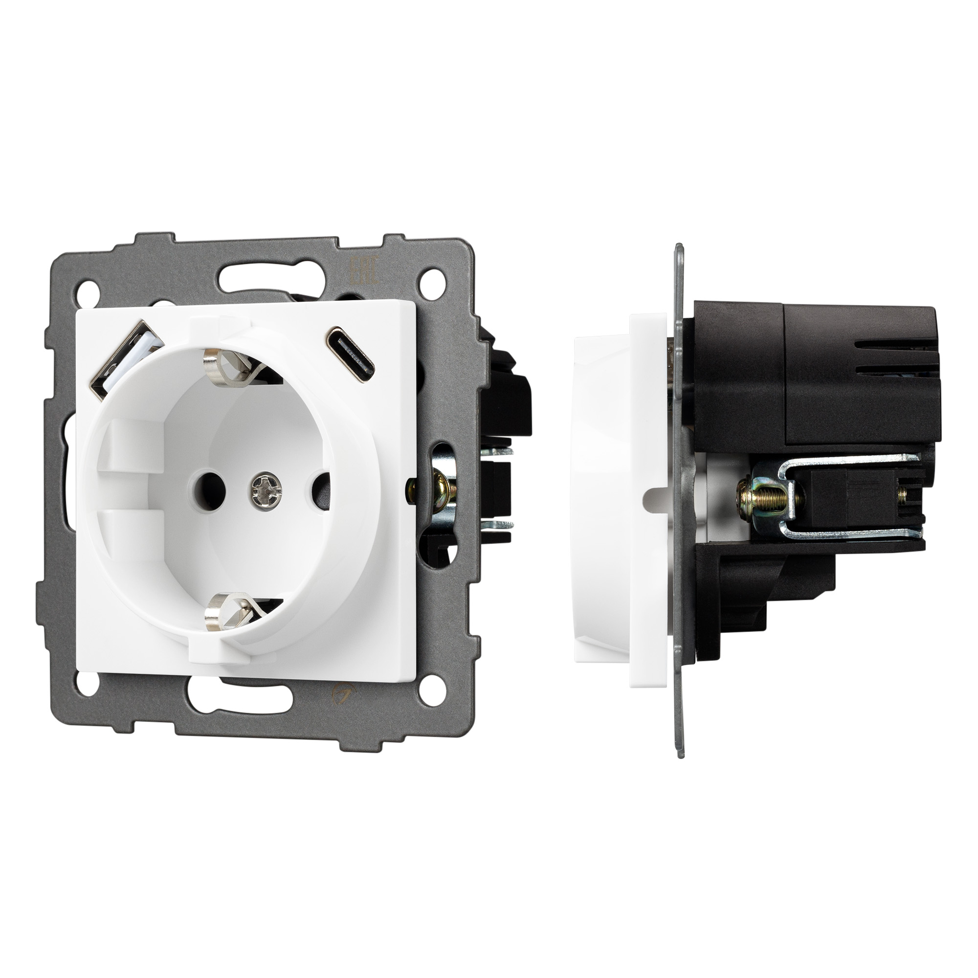 Arlight Механизм розетки с быстрой USB зарядкой SCT-MUAC-PL-WH-V (250V, 16A) (-) фото