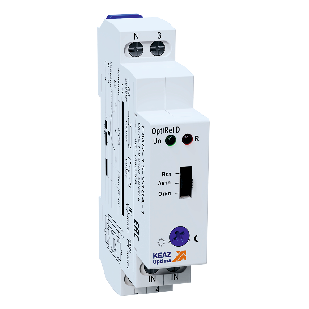 КЭАЗ Фотореле OptiRel D FMR-15-240А-1 с датчиком 1,5м 16А 1СО 110-240АС. фото