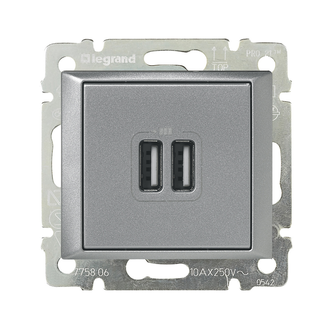Legrand Valena Алюминий Розетка 2-ая USB. фото