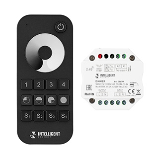 Arlight INTELLIGENT ARLIGHT Диммер SMART-SET-TRIAC-601-72-DIM-PD-IN Black (230V, 1x1.5A, x4, ПДУ 10кн, 2.4G) (IARL, IP20 Пластик, 5 лет) фото