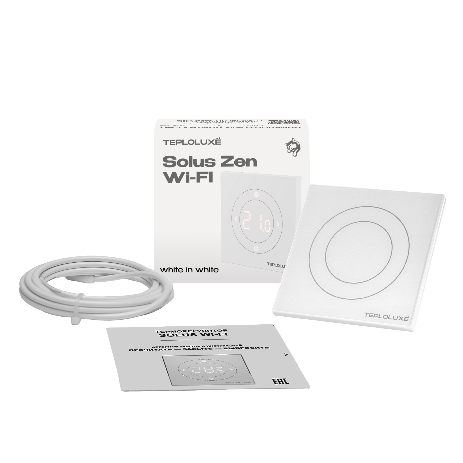 Теплолюкс Терморегулятор электронный Solus Zen Wi-Fi белый/белый фото
