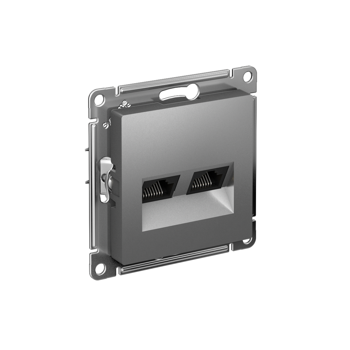 Systeme Electric AtlasDesign Сталь Розетка двойная компьютерная RJ45+RJ45, кат.6А, механизм фото