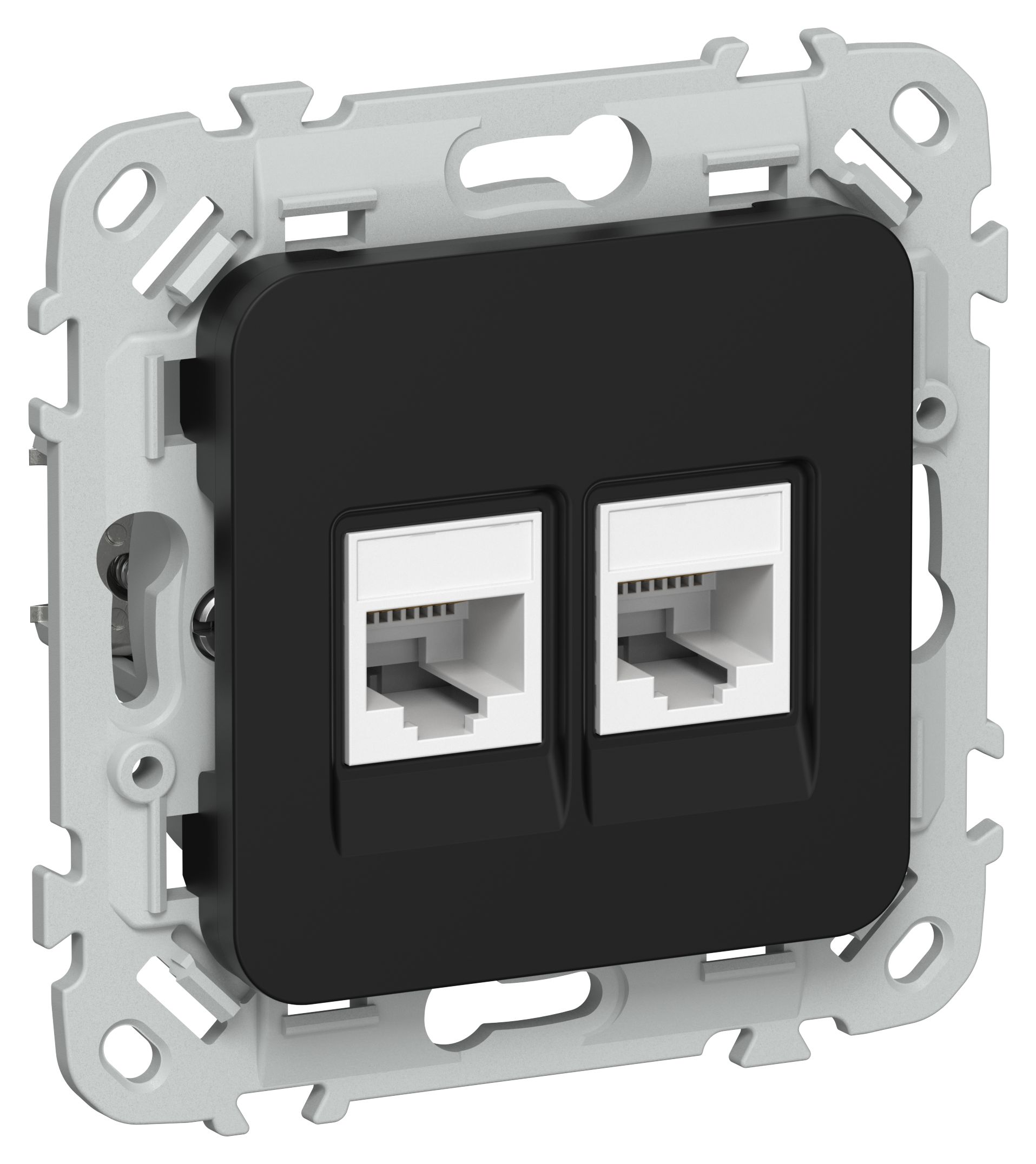 IEK FLITE Черный Розетка 2-местная RJ45/RJ11 категория 5Е/3 UTP фото