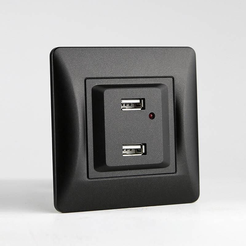 Розетка 2xUSB A, 125-250V (антрацит) фото